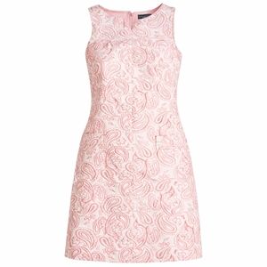 Victoria Beckham Pink White Paisley Shift Dress Jacquard Sleeveless M